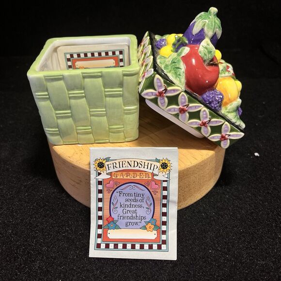 Friendship Garden Ceramic Fruit & Veg Box W Lid – 2002 United Design Trinket Box - Picture 1 of 4